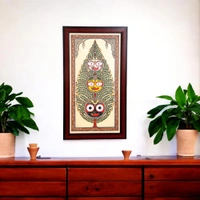 Tree of Life & Lord Jagannath, Balabhadra & Goddess Subhadra | Tussar Silk Painting - 0.5 in, 8 in, 17 in