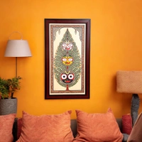 Tree of Life & Lord Jagannath, Balabhadra & Goddess Subhadra | Tussar Silk Painting - 0.5 in, 8 in, 17 in