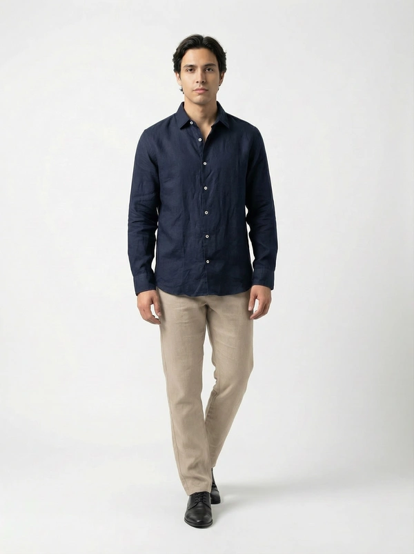 Blue Duskfall European Linen Shirt