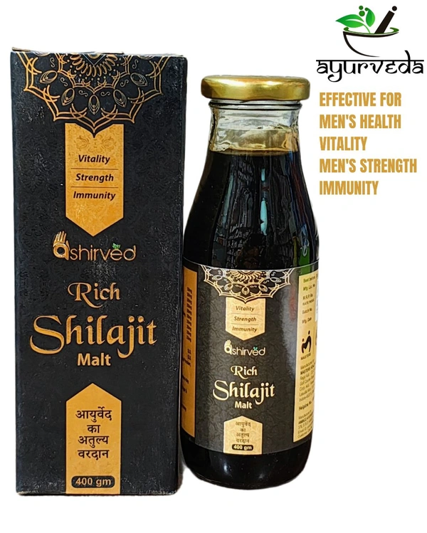 Ashirved Rich Shilajit Malt – 400 gm | Ayurvedic Supplement for Men’s Health, Vitality, Strength & Immunity - 400gm
