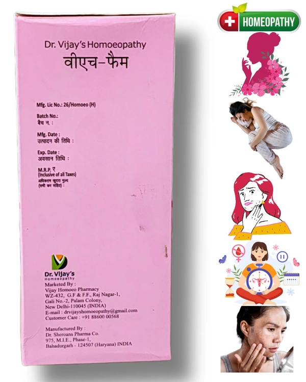 VH-FEM Female Tonic - 450ml Homeopathic Solution for Women's Health - 450ml