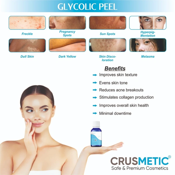 Crusmetic Glycolic Peel 70% - Exfoliate & Brighten Formula