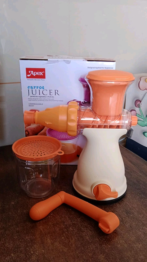 
 
Manual Carrot and Fruit Juicer – Heavy-Duty, Unbreakable Body with Vacuum Base, No-Filter Design, and Easy Lock System – Perfect for Juicing Vegetables & Fruits (1 Pc With Glass) Description :- Extract fresh and nutritious juice from fruits and vegetables with this newly designed manual juicer. Built with a strong and unbreakable body