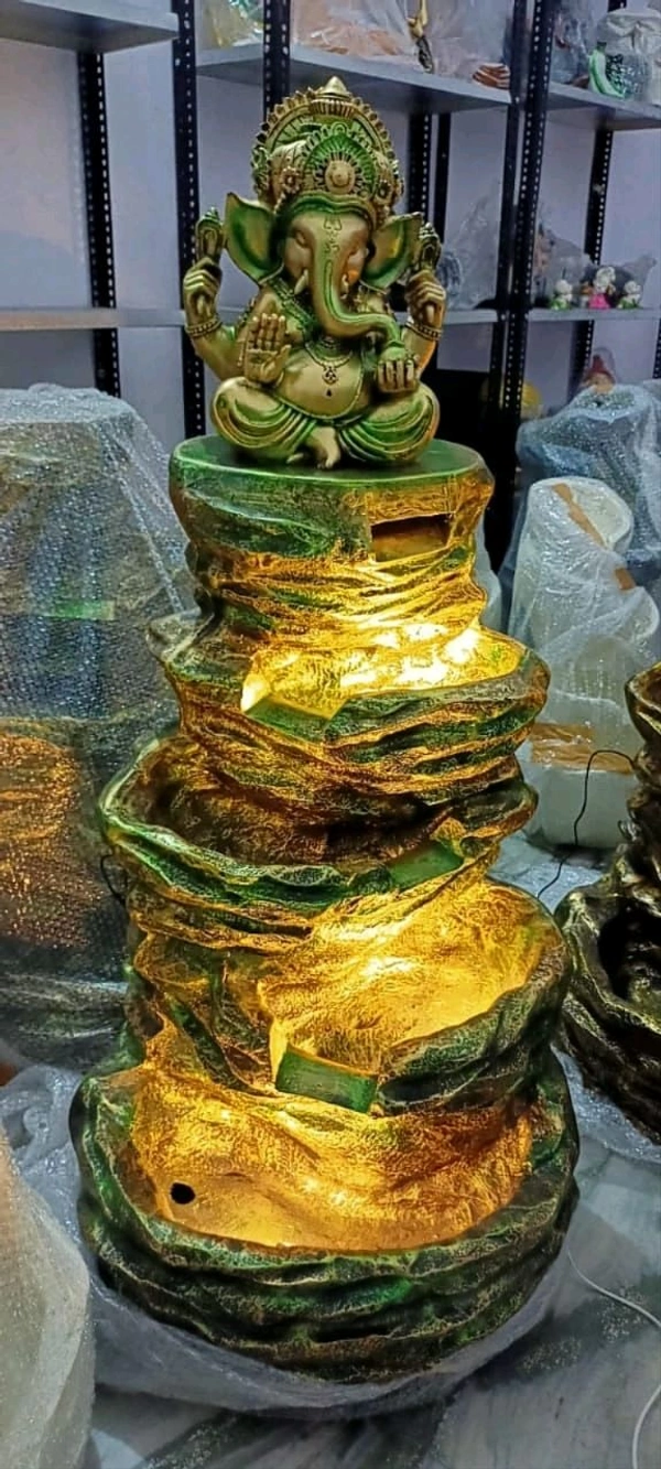 Ganesha Spiral Water Fountain - White, 4 Feet