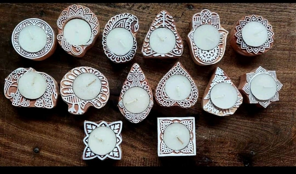 Wooden Handblock Tlight Candle Holders