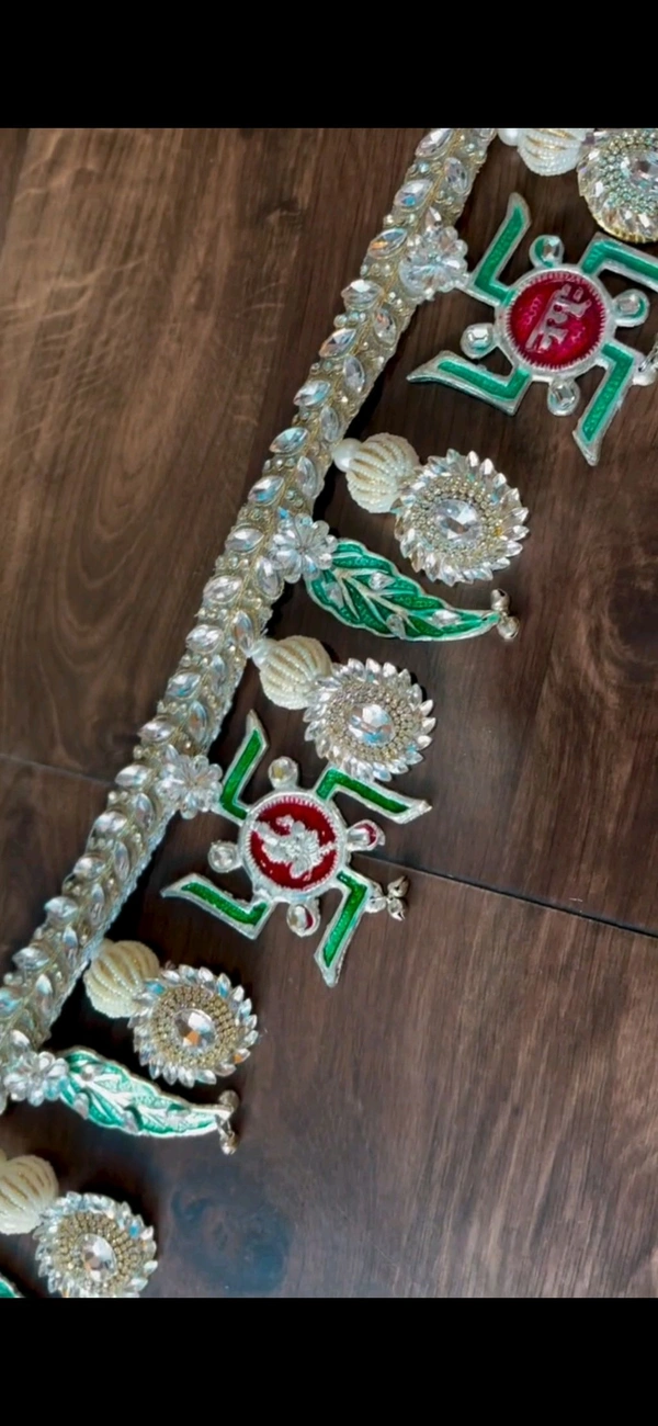 German Silver Swastik And Mango Leaf Toran