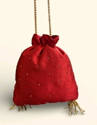 Zardozi Work Potli - Brick Red