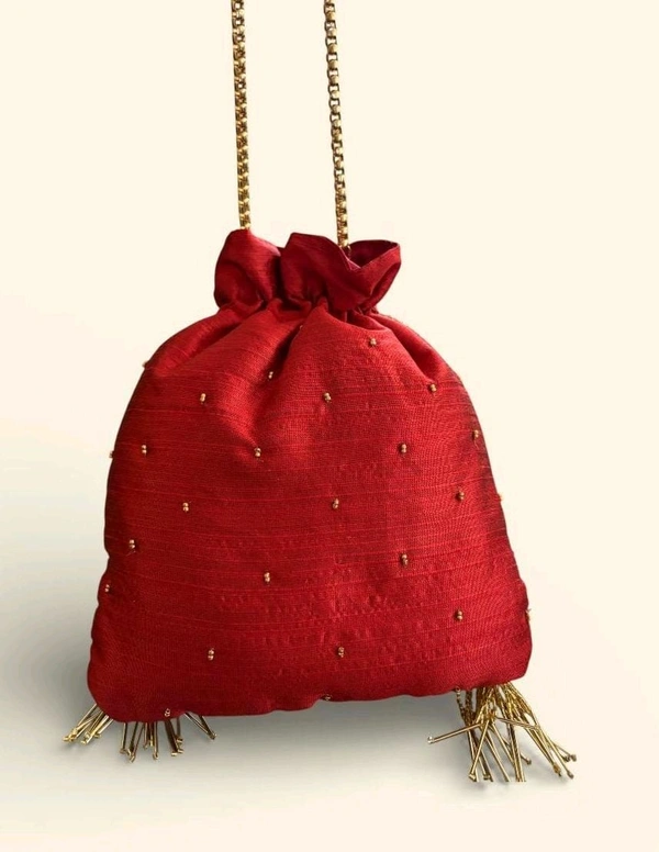 Zardozi Work Potli - Brick Red