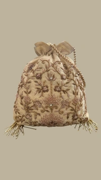 Zardozi Work Potli - Buttermilk