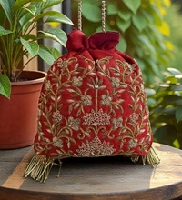 Zardozi Work Potli - Buttermilk