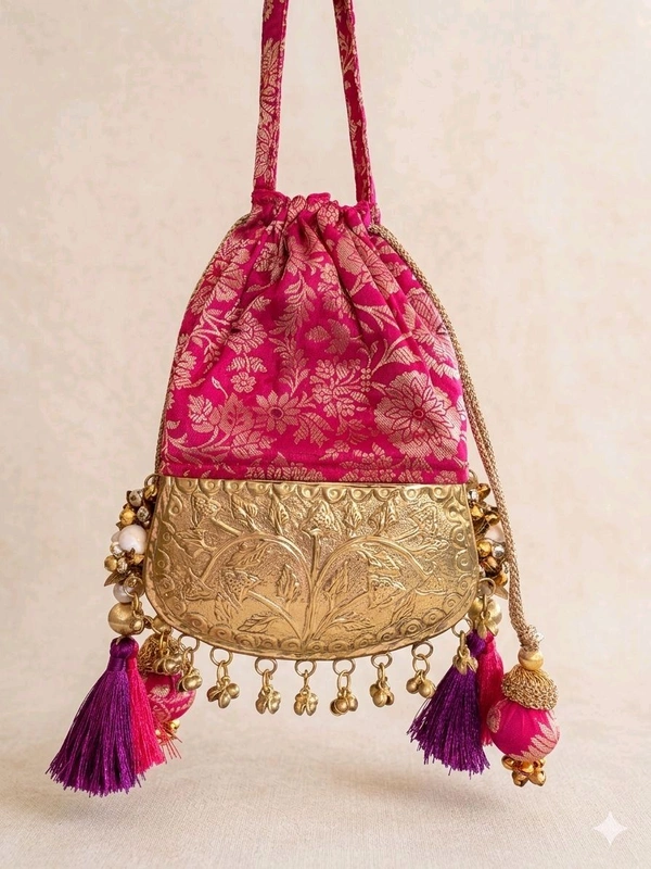Benarasi Potlis With Brass Base