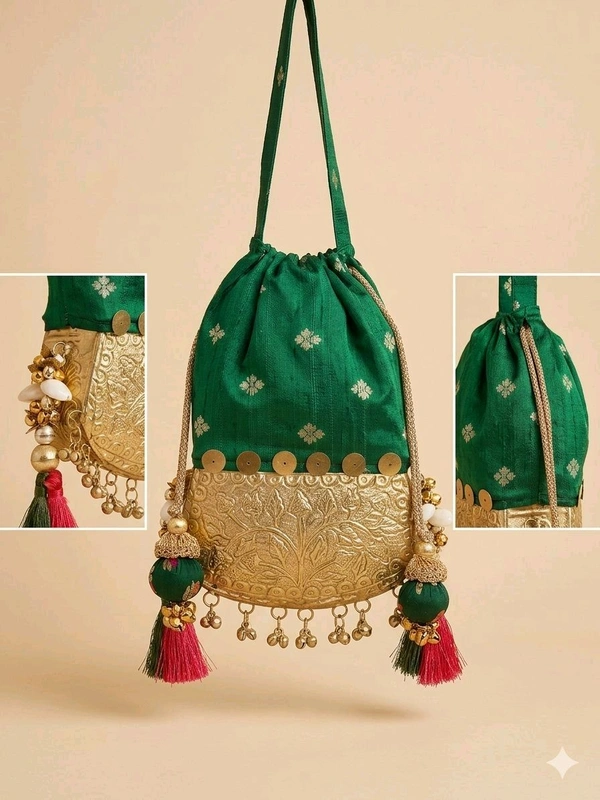 Benarasi Potlis With Brass Base