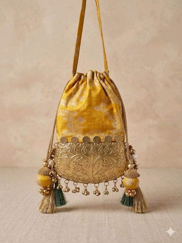 Benarasi Potlis With Brass Base