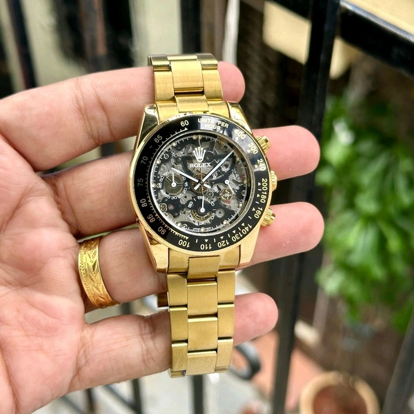 Analog Daytona Skeleton Heavy Quality Stop Watch Chronograph Machinery Watch With Free Brand Name Box Packing