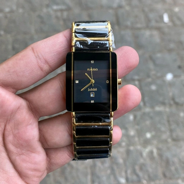 Analog Jubile Integral Black Ceramic Square Watch