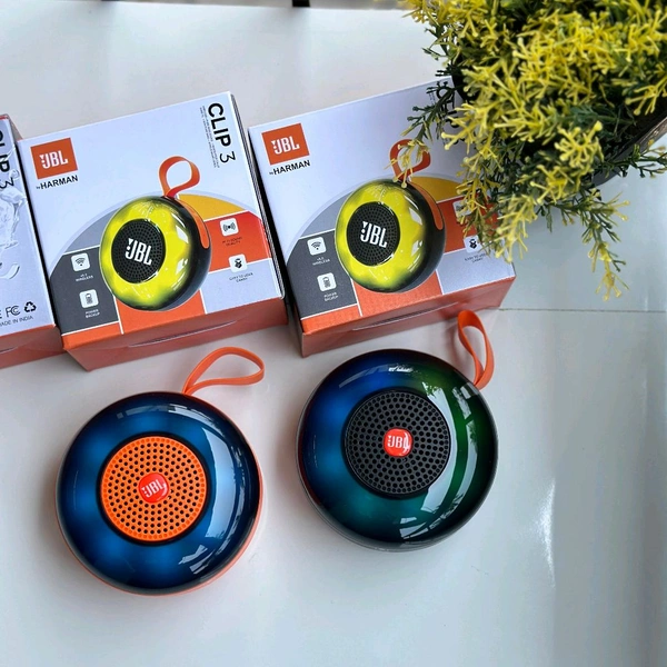 Clip 3 Portable Bluetooth Speaker Dynamic Thunder Sound 1200MAH Battery RGB 5 W Bluetooth Speaker Multicolor, Stereo Channel - Orange