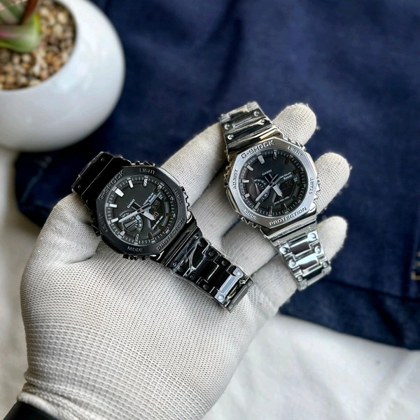 Most Demanded Analog And Digital GM2100 Top Quality With Metal Body | AutoLight, World time And Day Chronograph Working - Black