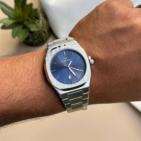 V9 Analog Quartz Movement Collection With High Quality Strap Best Finishing Body & Case - Blue