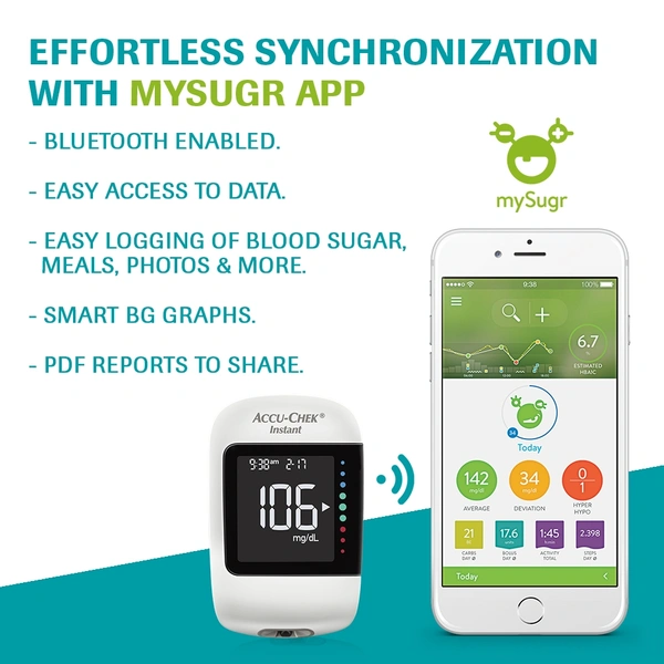 Accu-Chek® Instant Glucometer Kit (with Bluetooth Connectivity)