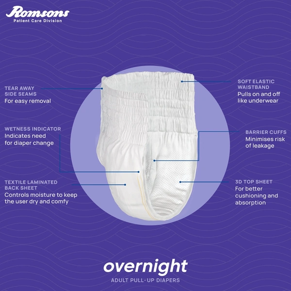 Romsons Dignity Overnight Pull Up Adult Diapers10 Pcs/Pack - Medium