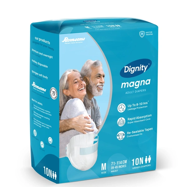 Romson Dignity Magna Adult Diapers10 Pcs/Pack - Large, Pack of 1 (10 Pcs)