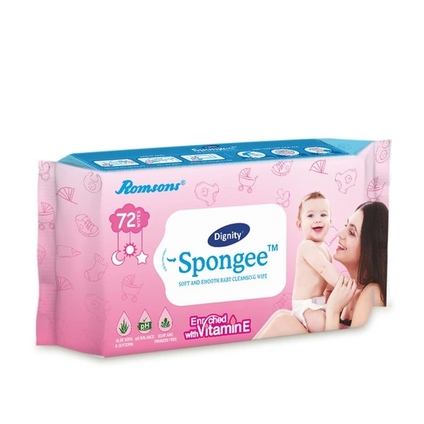 Romson Dignity Spongee Baby Wet Wipes72 Wipes/Pack - 75 Pcs