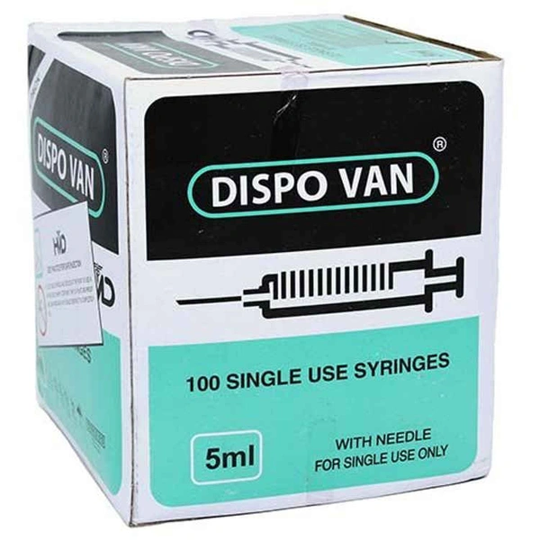 HMD Dispovan 5ml Syringe with Needle - 22G X 1inch Pack of 100 - 100pcs, 23GÃ1inch