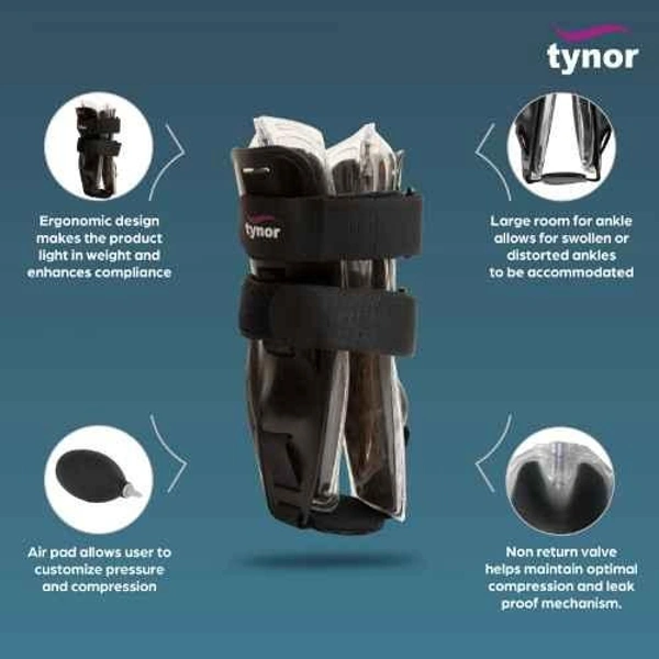 TYNOR AIR ANKLE SPLINT, BLACK, 1 UNIT - UNI