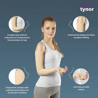 TYNOR COMPRESSION GARMENT ARM SLEEVE MITTEN WITH THUMB, BEIGE, 1 UNIT - XL