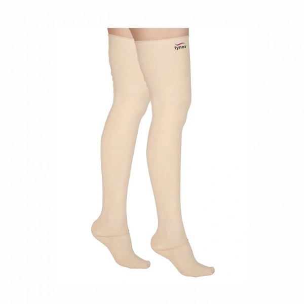 TYNOR COMPRESSION GARMENT LEG MID THIGH CLOSED TOE, BEIGE, 1 PAIR - XL