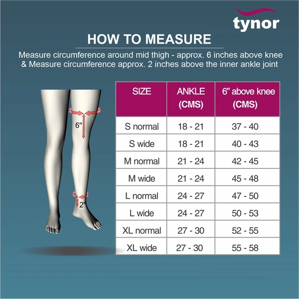 TYNOR COMPRESSION GARMENT LEG MID THIGH CLOSED TOE, BEIGE, 1 PAIR - XL