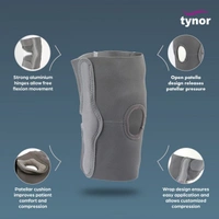 TYNOR ELASTIC KNEE SUPPORT, GREY, 1 UNIT - XXL