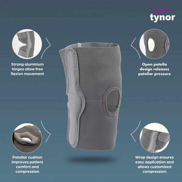 TYNOR ELASTIC KNEE SUPPORT, GREY, 1 UNIT - XXL