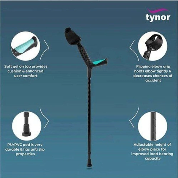 TYNOR ELBOW CRUTCH ADJUSTABLE, SILVER, 1 UNIT - UNI