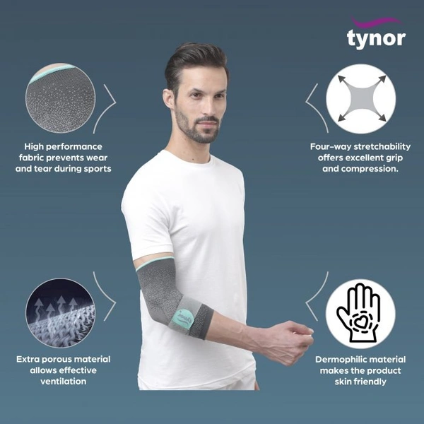 TYNOR ELBOW SUPPORT URBANE, GREY, 1 UNIT - XXL