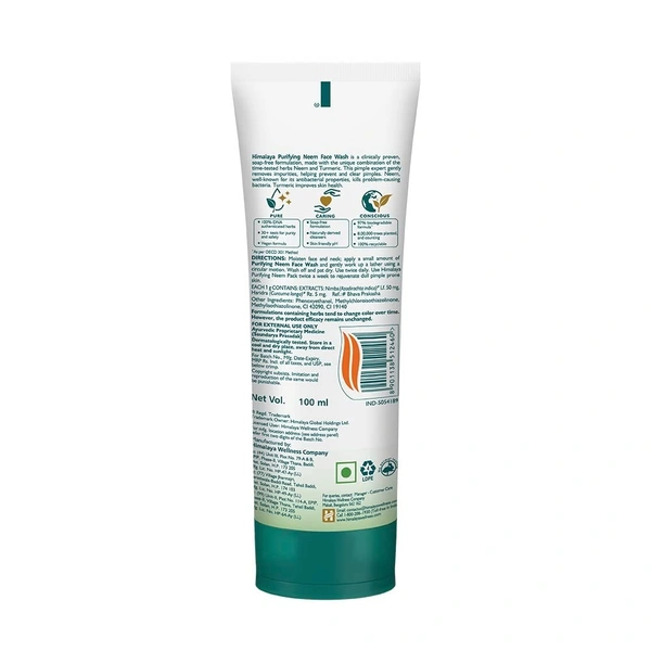 Himalaya Purifying Neem Face Wash|Clinically proven to fight against acne and pimples|Gently cleanses|100% naturally derived Neem|Works from 1st wash|For both men and women|100 ml - 100 ml