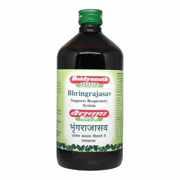 Baidyanath Asli Ayurved Bhringrajasava 450 ml Syrup |Made with Natural Ayurvedic Ingredients for Hair, Liver, Cough Health and Blood Purifier - 450 ml