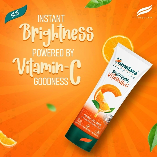 Himalaya Himalaya Brightening Vitamin C Orange Face Wash | Brightening Face Cleanser | Remove Dull Skin | 100ml - 100ml