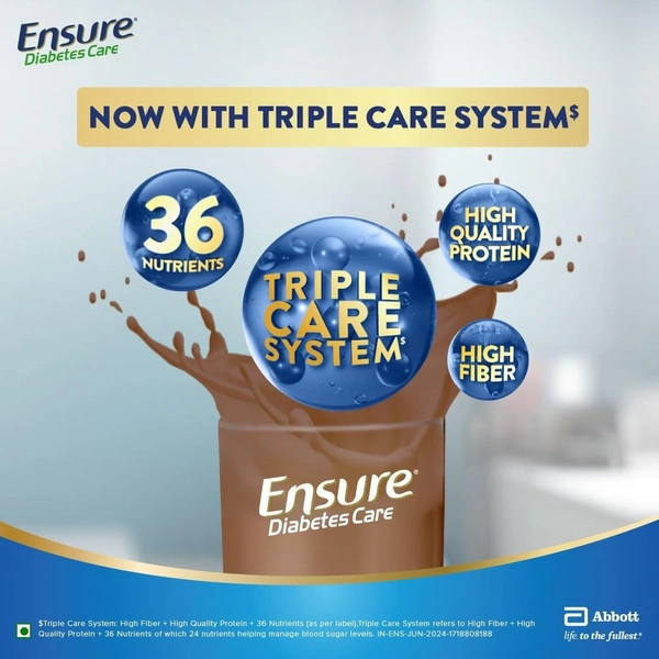 Ensure Diabetes Care Choco Powder with High Fiber, Protein & 36 Nutrients | Helps Manage Blood Sugar Levels in 4 weeks - 1 Kg