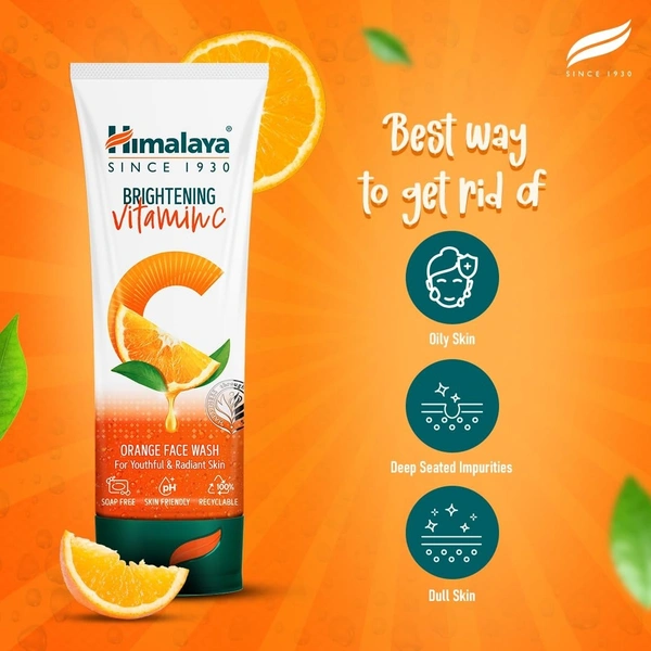 Himalaya Himalaya Brightening Vitamin C Orange Face Wash | Brightening Face Cleanser | Remove Dull Skin | 100ml - 100ml