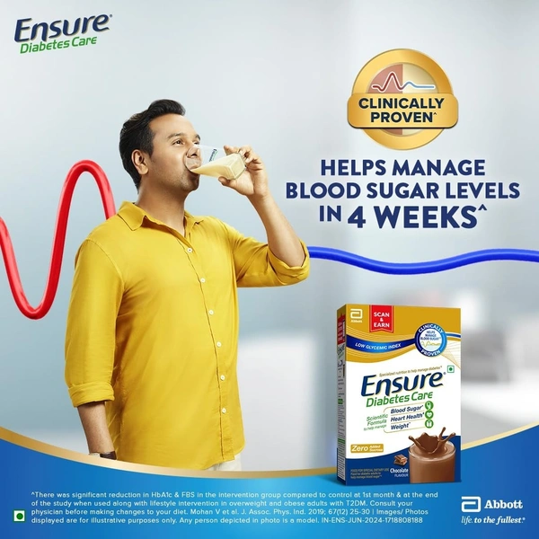 Ensure Diabetes Care Choco Powder with High Fiber, Protein & 36 Nutrients | Helps Manage Blood Sugar Levels in 4 weeks - 1 Kg