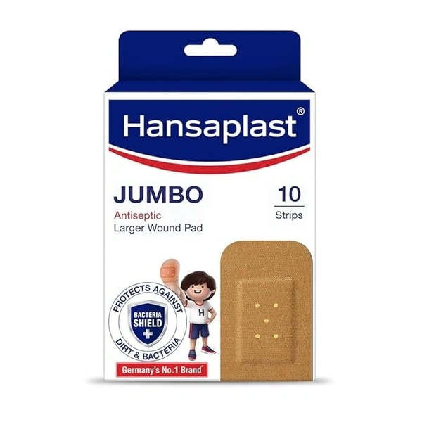 Hansaplast Antiseptic Jumbo Bandage | First Aid Essential Pack | - 10 Strips