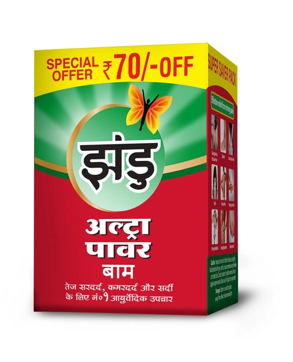 Zandu Ultra Power Balm | For Pain Relief from Strong Headache, Bodyaches & Cold | Bone, Joint & Muscle Care | 50 ML - 8 ml