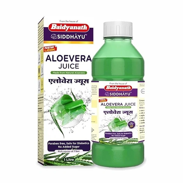 Baidyanath Aloe Vera juice with Pulp, All Natural tonic for Immunity, Better digestion and Glowing Skin, 1000 ml - 1 Ltr.
