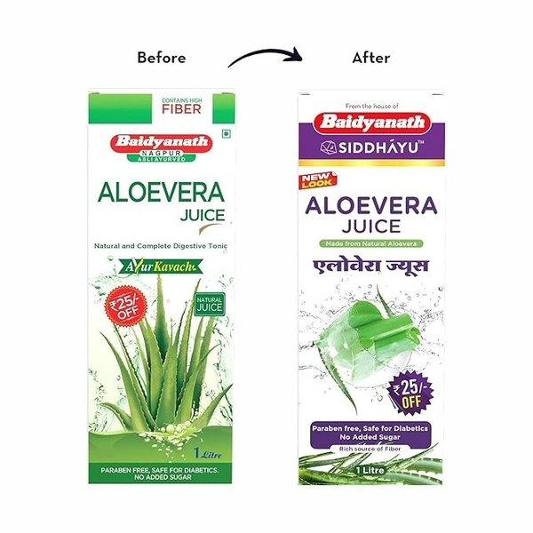 Baidyanath Aloe Vera juice with Pulp, All Natural tonic for Immunity, Better digestion and Glowing Skin, 1000 ml - 1 Ltr.