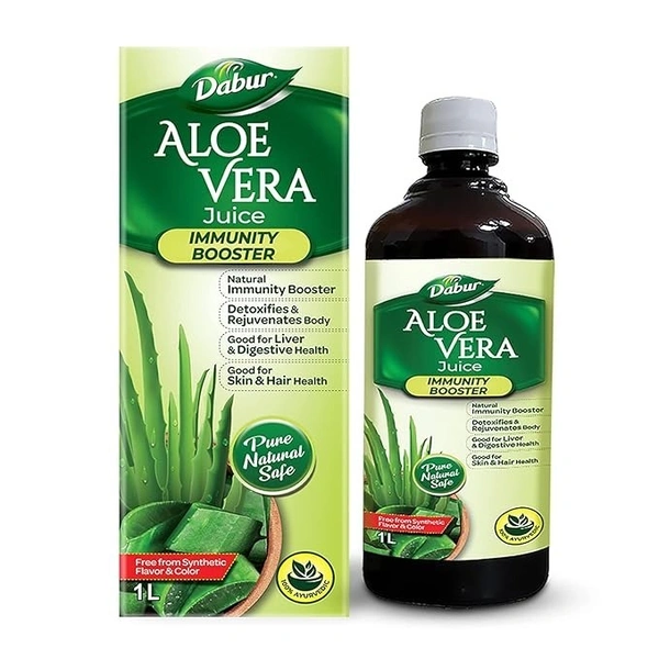 Dabur Aloe Vera Juice | For Immunity, Detoxification, Digestion, Skin & Hair - 1ltr.