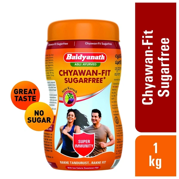 Baidyanath Asli Ayurved Chyawan-fit Sugarfree Chyawanprash 1 Kg Enriched With Ashwagandha, Amla & Kesar, 35 Ayurvedic Herbs Boosts Physical Strength, Energy & Immunity - 1 Kg