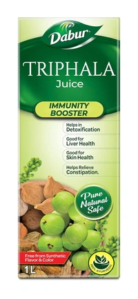 Dabur Triphala Juice - 1L | 100% Ayurvedic Formulation | Improves Gut Health & Promotes Healthy Gut | Supplement for lasting Relief from Constipation & Digestive Discomfort - 1 Ltr.