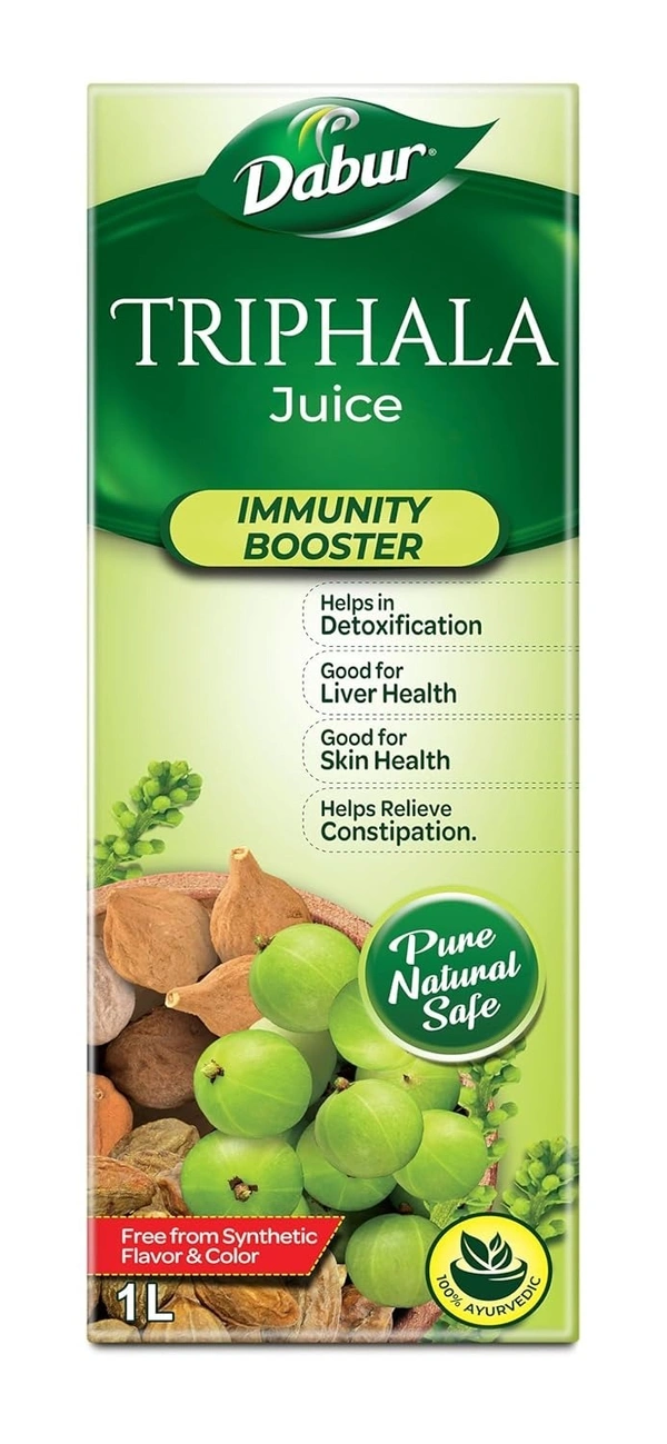 Dabur Triphala Juice - 1L | 100% Ayurvedic Formulation | Improves Gut Health & Promotes Healthy Gut | Supplement for lasting Relief from Constipation & Digestive Discomfort - 1 Ltr.