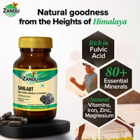 Zandu Shilajit Capsules (60 Caps) Infused with Goodness of Natural Shilajit Extracts for Enhanced Energy & Strength in Men, Manages Stress, Immunity Booster - 60 Caps